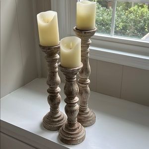 Set of 3 Shabby Chic Candle Sticks